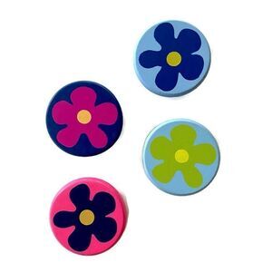 NEW Painted Flower Knobs for Kid's Furniture Pink Blue Green